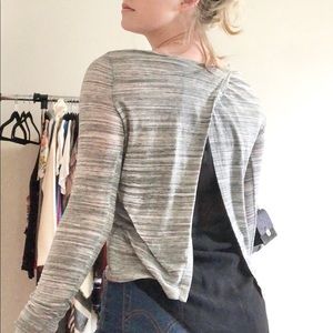 grey long sleeve with split back detail